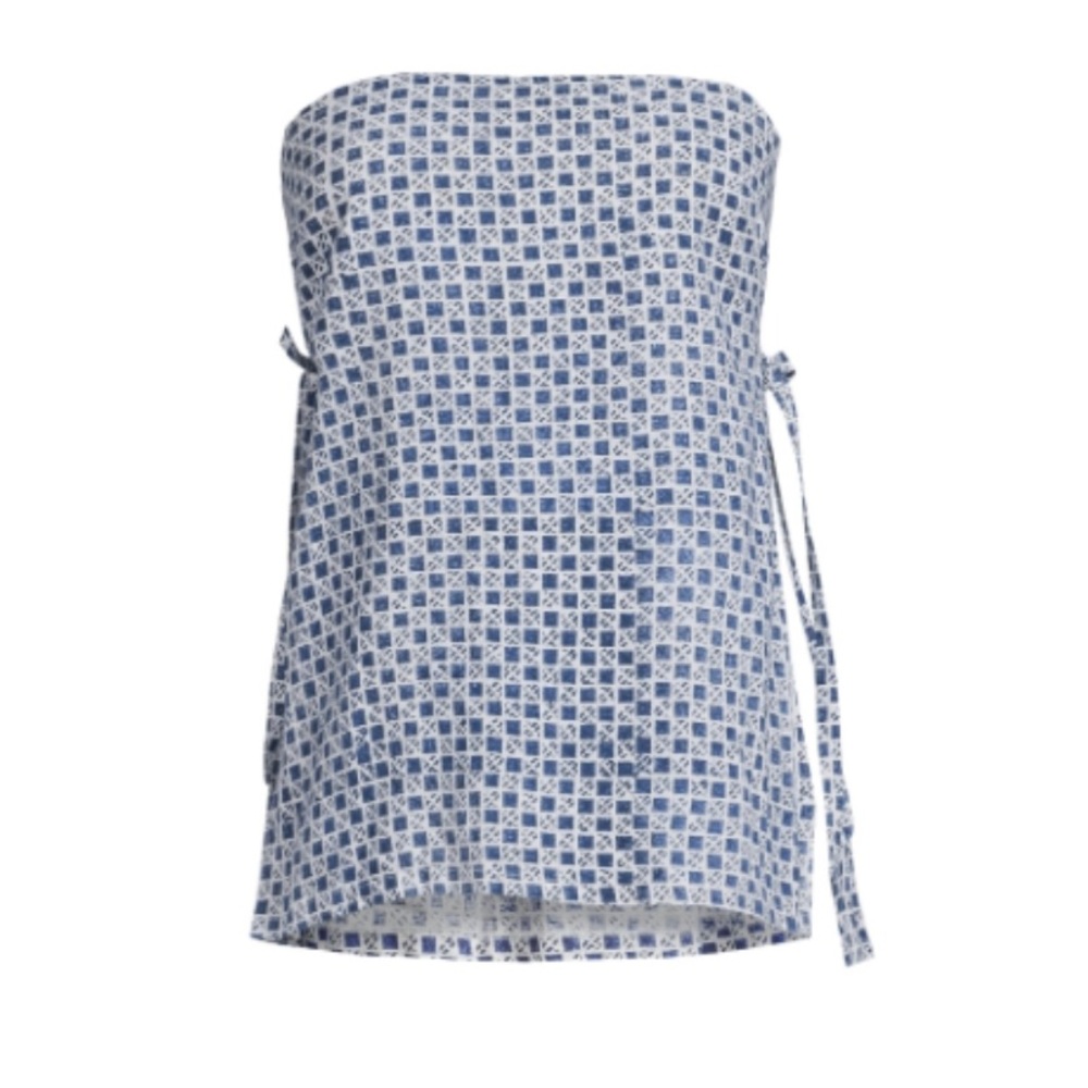 Ciao Lucia Blue and White Strapless Top